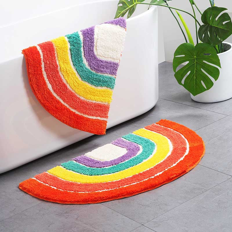 Rainbow carpet in bathroom