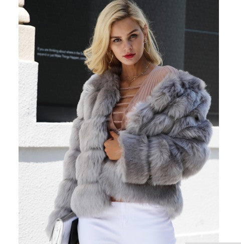 New Fox Fur Fur Coat Women's Short Long-sleeved Fur Artificial Fur Coat