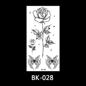 Black and white sketch flower tattoo stickers