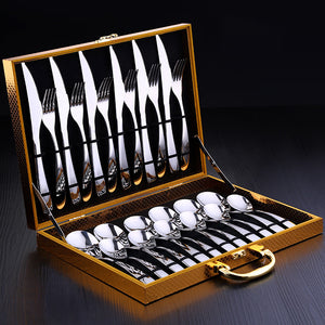 Steak knife and fork plate set