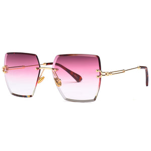 Frameless trimmed square sunglasses