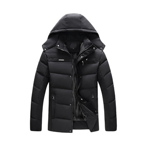 Men's Winter Solid Color Hooded Plush Warm Cotton Jacket