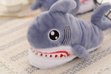 Plush toy shark - headed cotton slipper for women's skid and bottom plush shark slippers