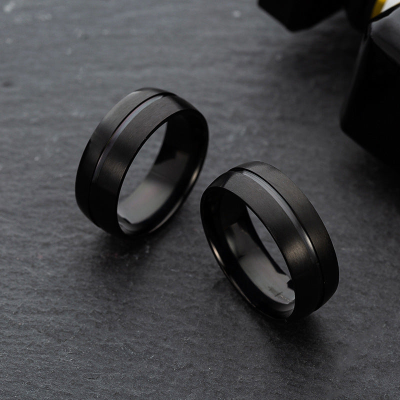 Black titanium steel ring