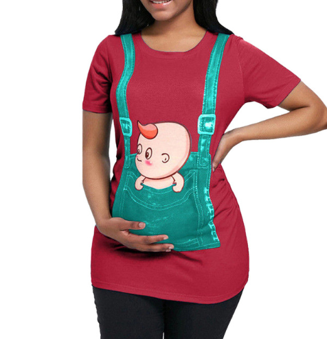 short-sleeved large size maternity dress pregnant women T-shirt round neck shirt