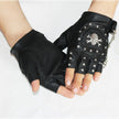 Pu leather gloves punk hip-hop rivet half finger leather gloves