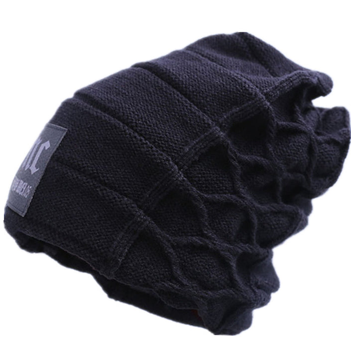 New Cloth Label Men's Hat Autumn And Winter Knitted Hat Fleece Lined Wool Hat Fashionable Pullover Nc Hat Warm Hat For Men