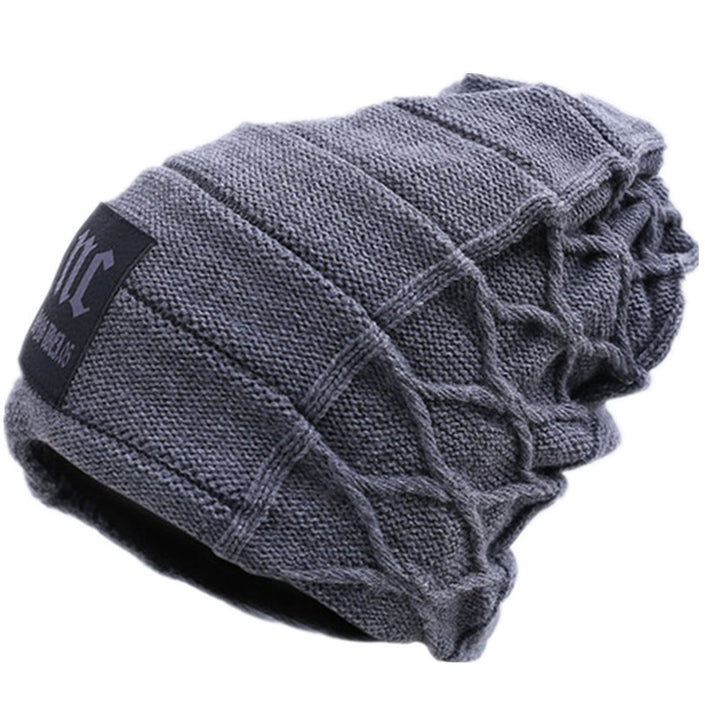 New Cloth Label Men's Hat Autumn And Winter Knitted Hat Fleece Lined Wool Hat Fashionable Pullover Nc Hat Warm Hat For Men