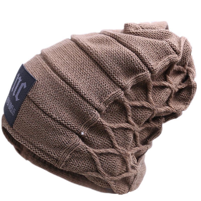 New Cloth Label Men's Hat Autumn And Winter Knitted Hat Fleece Lined Wool Hat Fashionable Pullover Nc Hat Warm Hat For Men