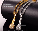 Stainless Steel 18K Gold Plated Rhinestone Women Men Hip Hop Jewelry Ice Out Chain Necklace Microphone Pendant