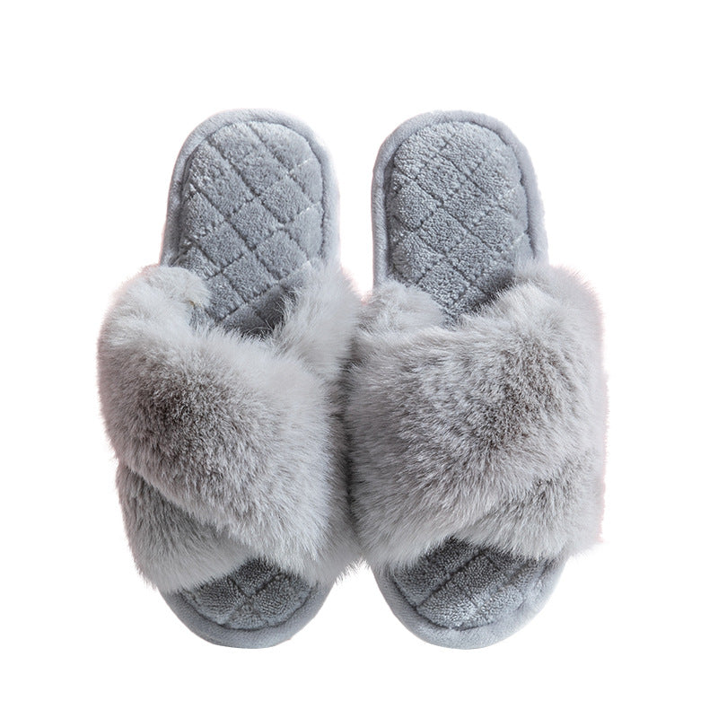 Women Winter Casual Flip Flops Fluffy Shoes Slides Soft Plush Home Indoor Slippers