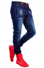 Men's jeans new elastic elastic waist casual blue trousers