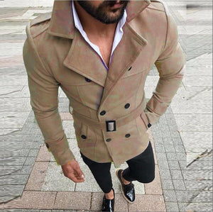 Double-breasted casual trench coat wool coat