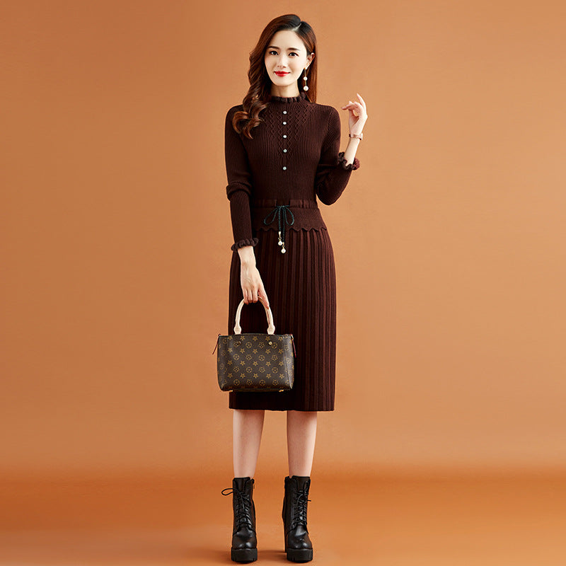 Sweater Bottom Skirt Autumn And Winter Knitting Dress For Women