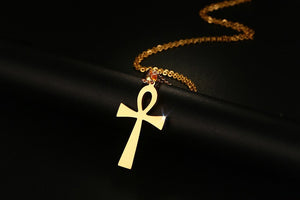 436 Titanium Steel Cross Pendant Gold Necklace