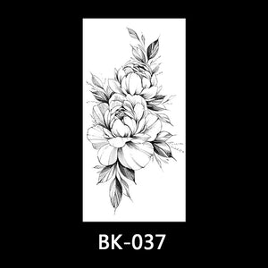 Black and white sketch flower tattoo stickers