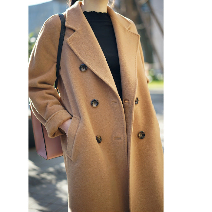 Women's mid-length woolen woolen coat