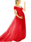 Women's mercerized cotton to be spun pregnant women's floating tail floating sleeve one-piece dress photography dress