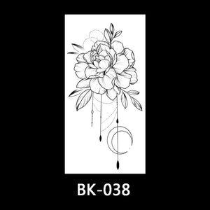 Black and white sketch flower tattoo stickers