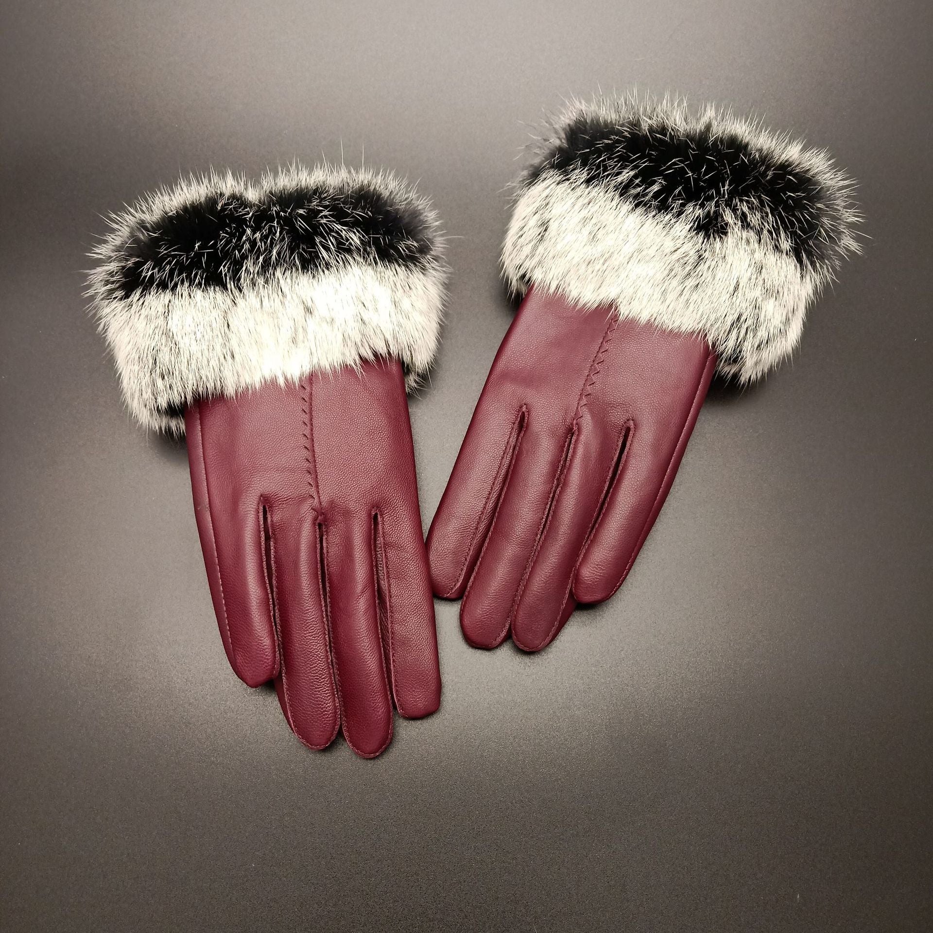 Rabbit hair mouth fashion gloves