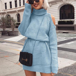 Off-the-shoulder sweater dress