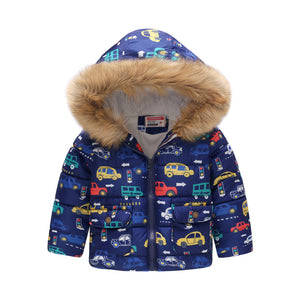 Printed hooded padded children's coat