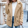 Button Lapel Jacket Winter Loose Fluffy Cardigan Sweater Coat Women