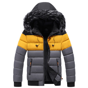 Hooded jacket men's thick warm cotton jacket ，