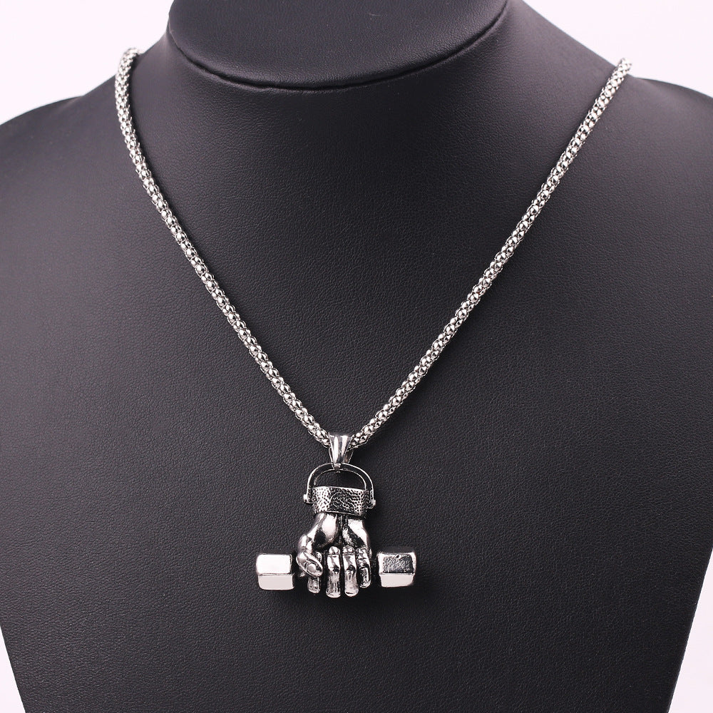 Gym dumbbell necklace