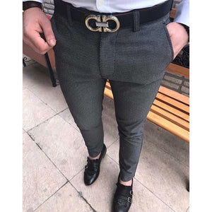 Pure color fit casual men's trousers