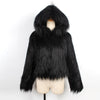 Ladies Hooded Washed Wool And Faux Fur Coat