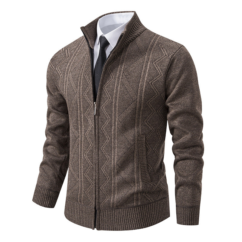 Men Woolen Sweater Men's Cardigan Coat Stand Collar