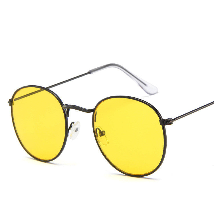 Round Frame Fashionable White Jingting Sunglasses