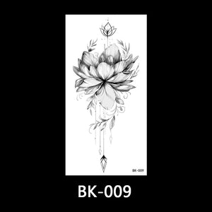 Black and white sketch flower tattoo stickers