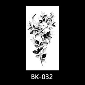 Black and white sketch flower tattoo stickers