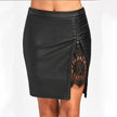 Short lace leather skirt