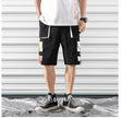 Hip hop shorts mens black casual street wear elastic shorts