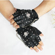 Pu leather gloves punk hip-hop rivet half finger leather gloves