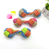 Dog bites cotton rope toy