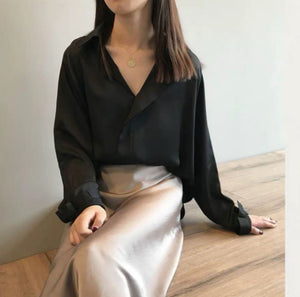 Women's silk satin shirt