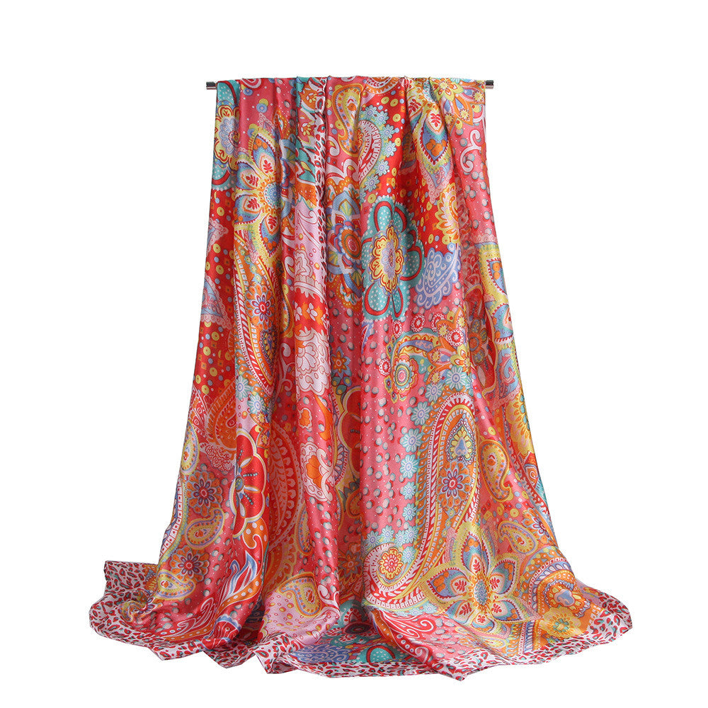 Women's Cashew Floral Silk Satin Long Scarf