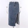 Women's High Waist Straight Split Denim Skirt