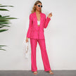 Women's Fashion Casual Striped Blazer Straight-leg Wide-leg Pants Suit