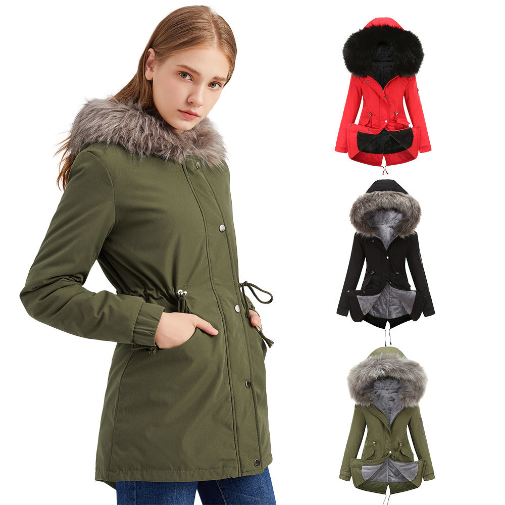 Large fur collar padded women's padded jacket