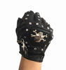 Pu leather gloves punk hip-hop rivet half finger leather gloves