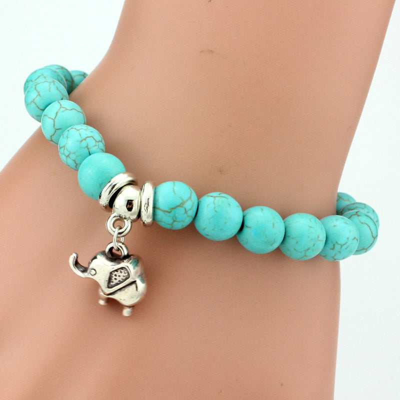 Vintage Turquoises Bracelets for Women Men Cross Tree Snake Owl Hand Pendant Charm Bracelet Bangle Fashion Jewelry