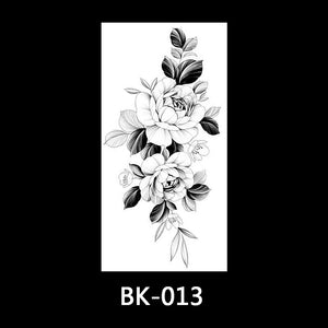 Black and white sketch flower tattoo stickers