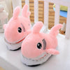 Plush toy shark - headed cotton slipper for women's skid and bottom plush shark slippers