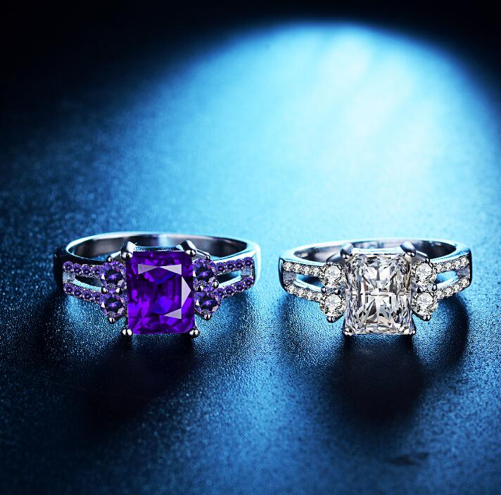 Zircon ring men and women trend exaggerated purple diamond jewelry accessories