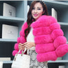 Slim short faux fox fur coat